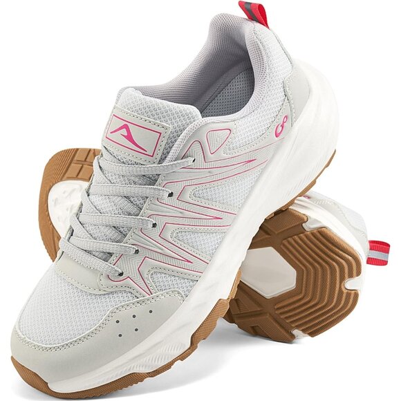 Women's Sneakers Walking Shoes Slip on Cushion Tennis Shoe Workout Gym Grey - Picture 1 of 7